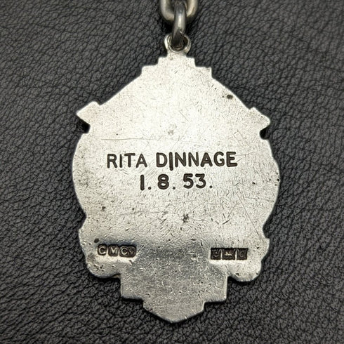 Around 1920 British Antique Pure Silver (925 Silver) Albert Chain 37g Medal Fob